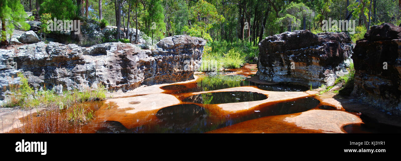 I profondi pozzi nel fondamento della Mimosa Creek a Blackdown alpeggi National Park Central Queensland Foto Stock