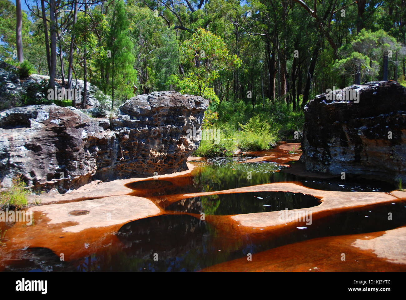 I profondi pozzi nel fondamento della Mimosa Creek a Blackdown alpeggi National Park Central Queensland Foto Stock