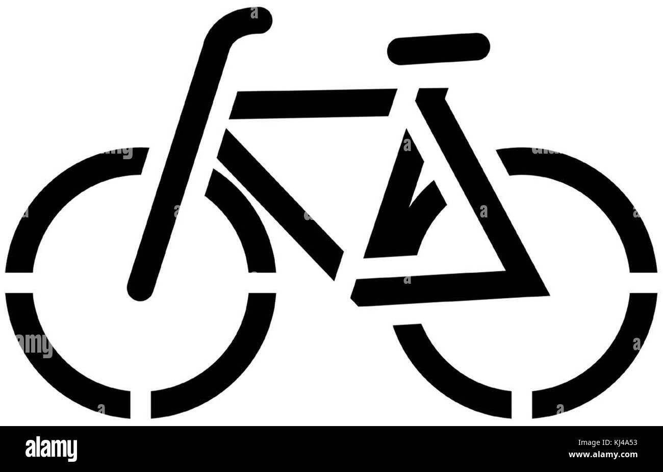 Questa immagine presenta uno stencil di una bicicletta, probabilmente parte della Street art o della decorazione urbana. Il design riflette l'uso degli stencil nelle espressioni artistiche moderne. Foto Stock