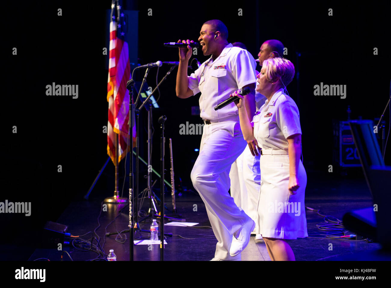 La banda della marina militare in visita a Houston (36490415245) Foto Stock