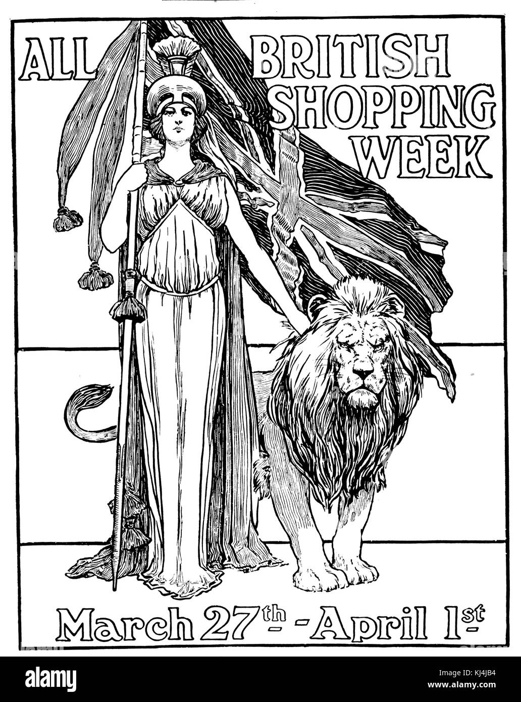 Tutta LA SETTIMANA BRITANNICA DELLO SHOPPING annuncio della rivista per promuovere i prodotti domestici nel 1911 Foto Stock