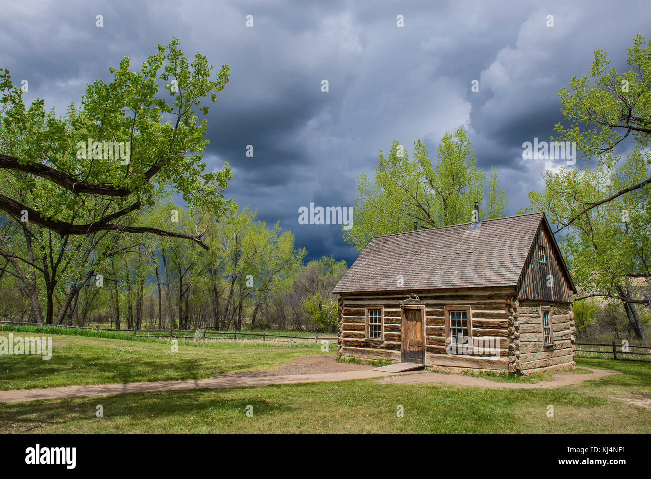 Croce di Malta cabina, Parco nazionale Theodore Roosevelt, Nord Dakota, Stati Uniti d'America da Bruce Montagne/Dembinsky Foto Assoc Foto Stock