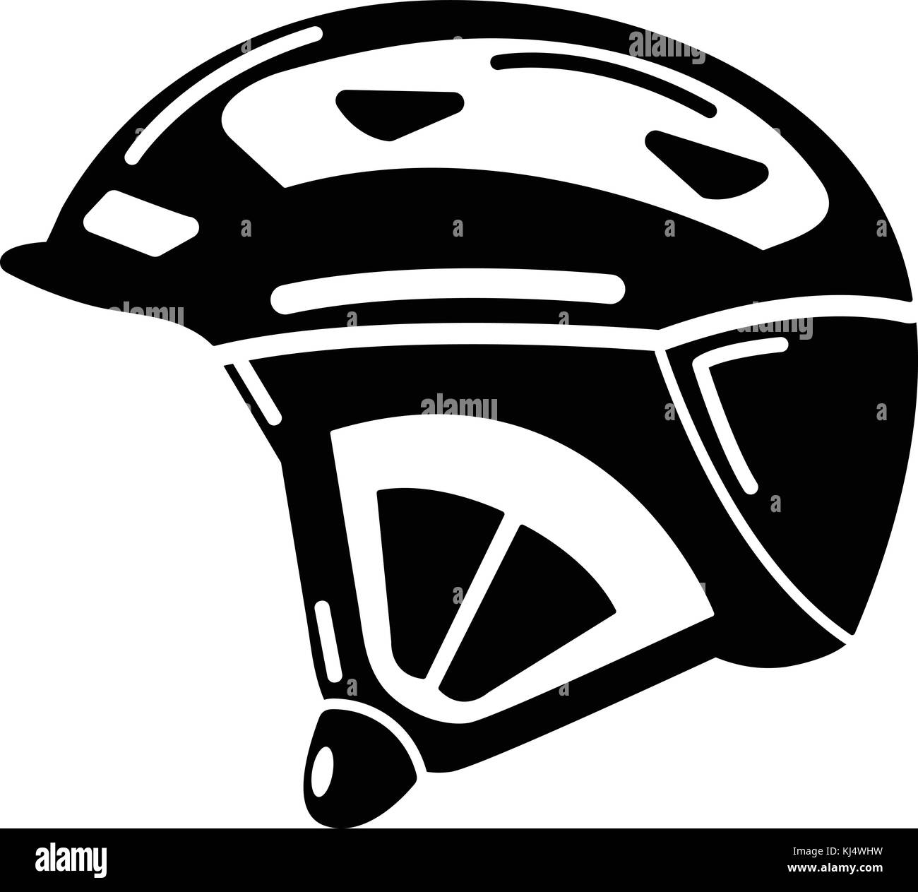 Il casco protettivo icona, semplice stile nero Illustrazione Vettoriale