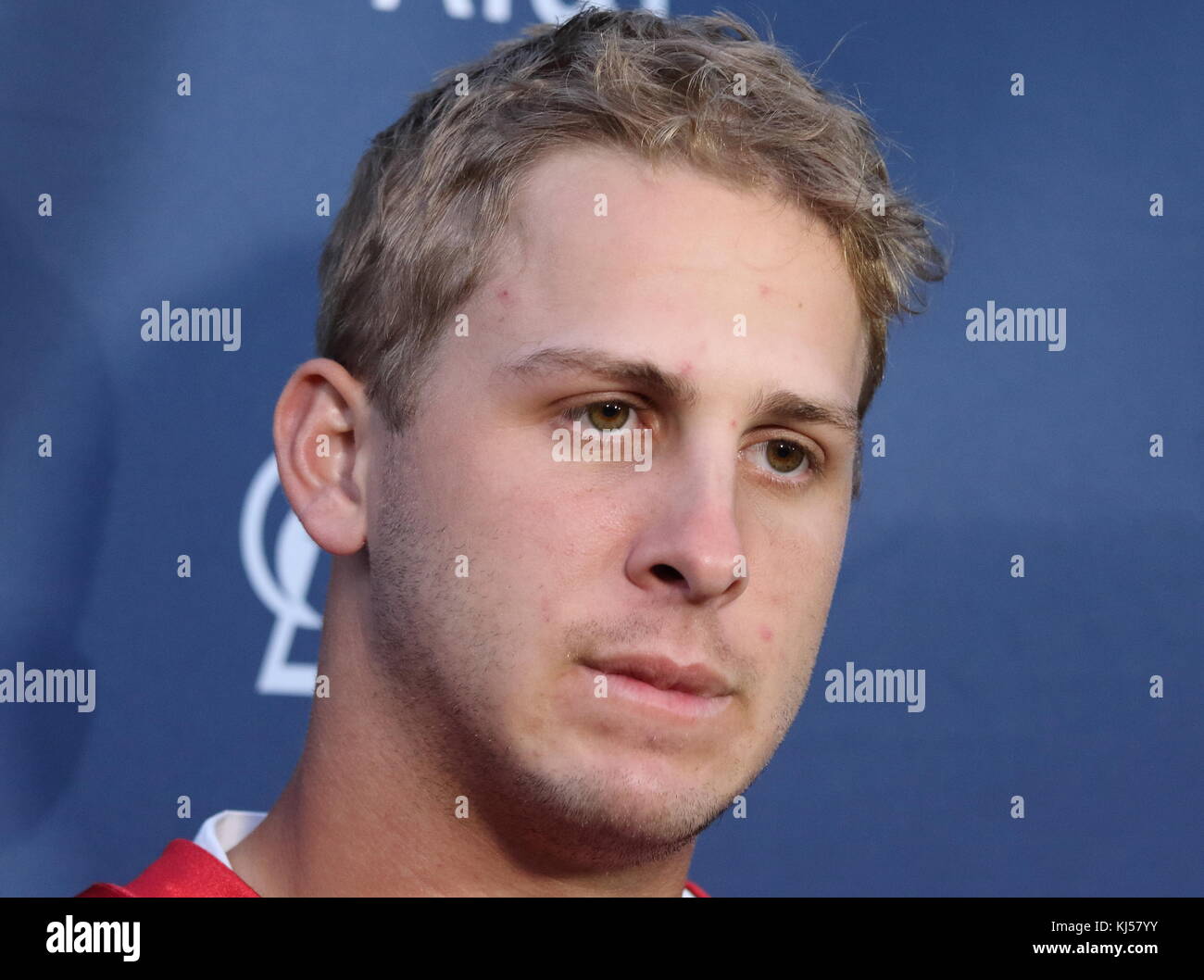 NFL Los Angeles Rams Press Conference and Practice al Pennyhill Park, Bagshot, davanti alla partita della NFL UK International Series contro gli Arizona Cardinals al Twickenham Stadium con: Jared Goff dove: Londra, Regno Unito quando: 20 ottobre 2017 credito: WENN.com Foto Stock