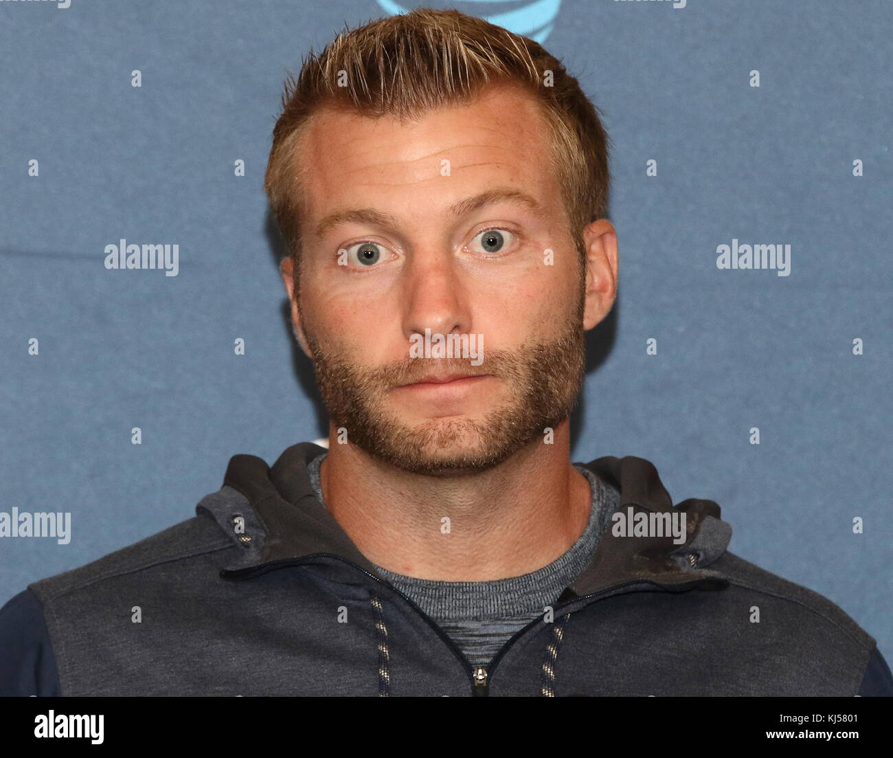 NFL Los Angeles Rams Press Conference and Practice al Pennyhill Park, Bagshot, davanti alla loro partita della NFL UK International Series contro gli Arizona Cardinals al Twickenham Stadium con: Sean McVay dove: Londra, Regno Unito quando: 20 ottobre 2017 credito: WENN.com Foto Stock