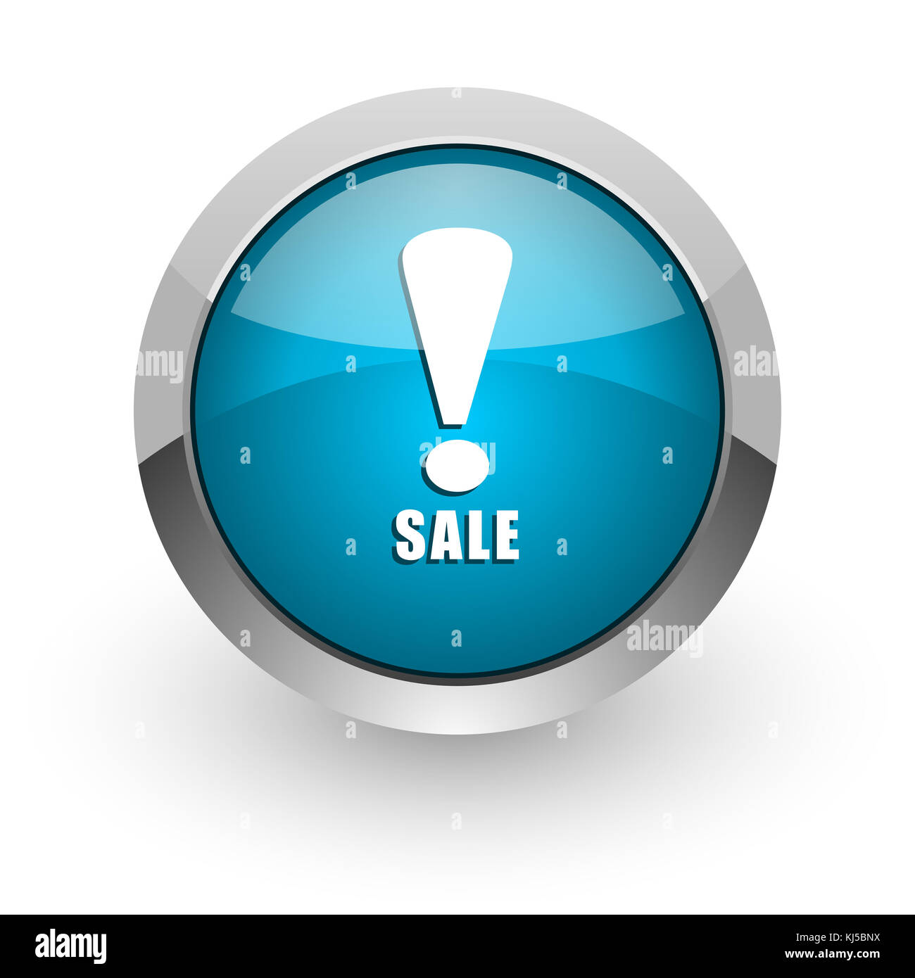 Sale icona del Web con bordo cromato metallizzato blu argento e del cellulare su sfondo bianco con ombra Foto Stock