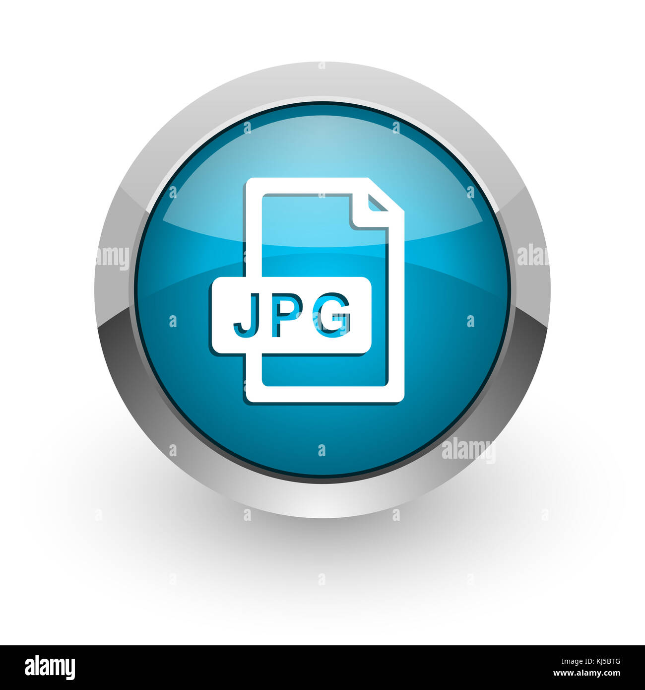 Icona del telefono cellulare e del Web con bordo cromato metallizzato JPG file blu su sfondo bianco con ombra Foto Stock