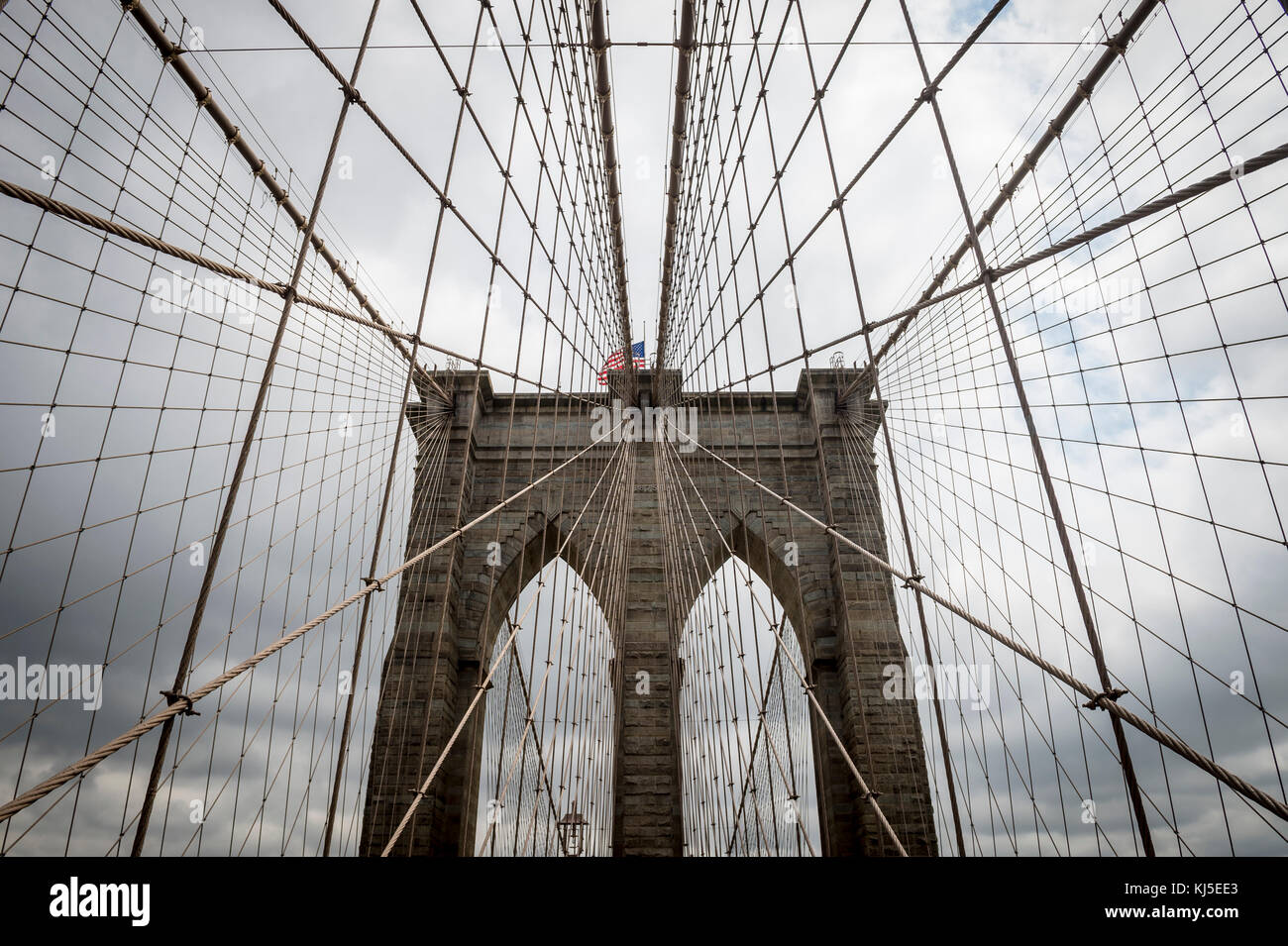 Ponte di Brooklyn, New York City close up dettagli architettonici Foto Stock