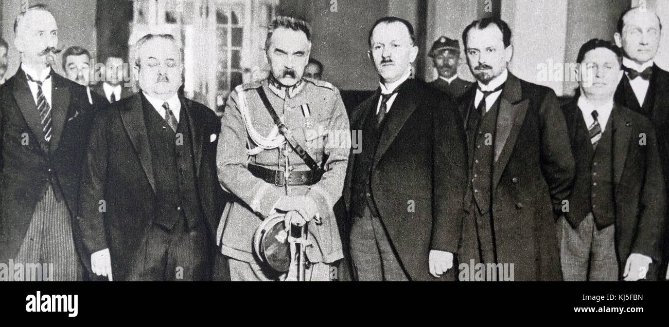 Jozef Klemens Pilsudski, (1867 - 1935); Polacco più; Capo di stato (1918-22), "primo Maresciallo di Polonia" (dal 1920), e leader de facto (1926-35) della Seconda repubblica polacca, ministro degli affari militari. Da metà prima guerra mondiale ha avuto una grande influenza in Polonia la politica; Foto Stock