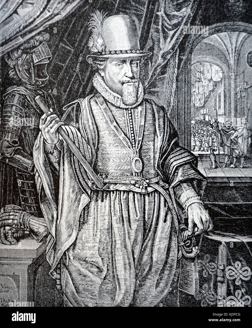 Incisi ritratto di John Maurice, principe di Nassau-Siegen (1604-1679) Principe di Nassau-Siegen e Gran Maestro dell Ordine di San Giovanni. Risalenti al XVII secolo Foto Stock