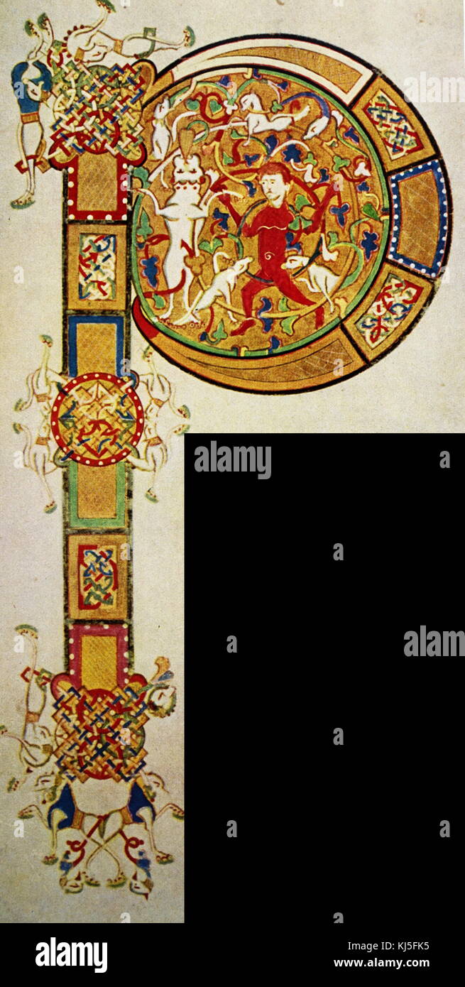 Illuminata da iniziale la Historia Naturalis. Datata xviii secolo Foto Stock