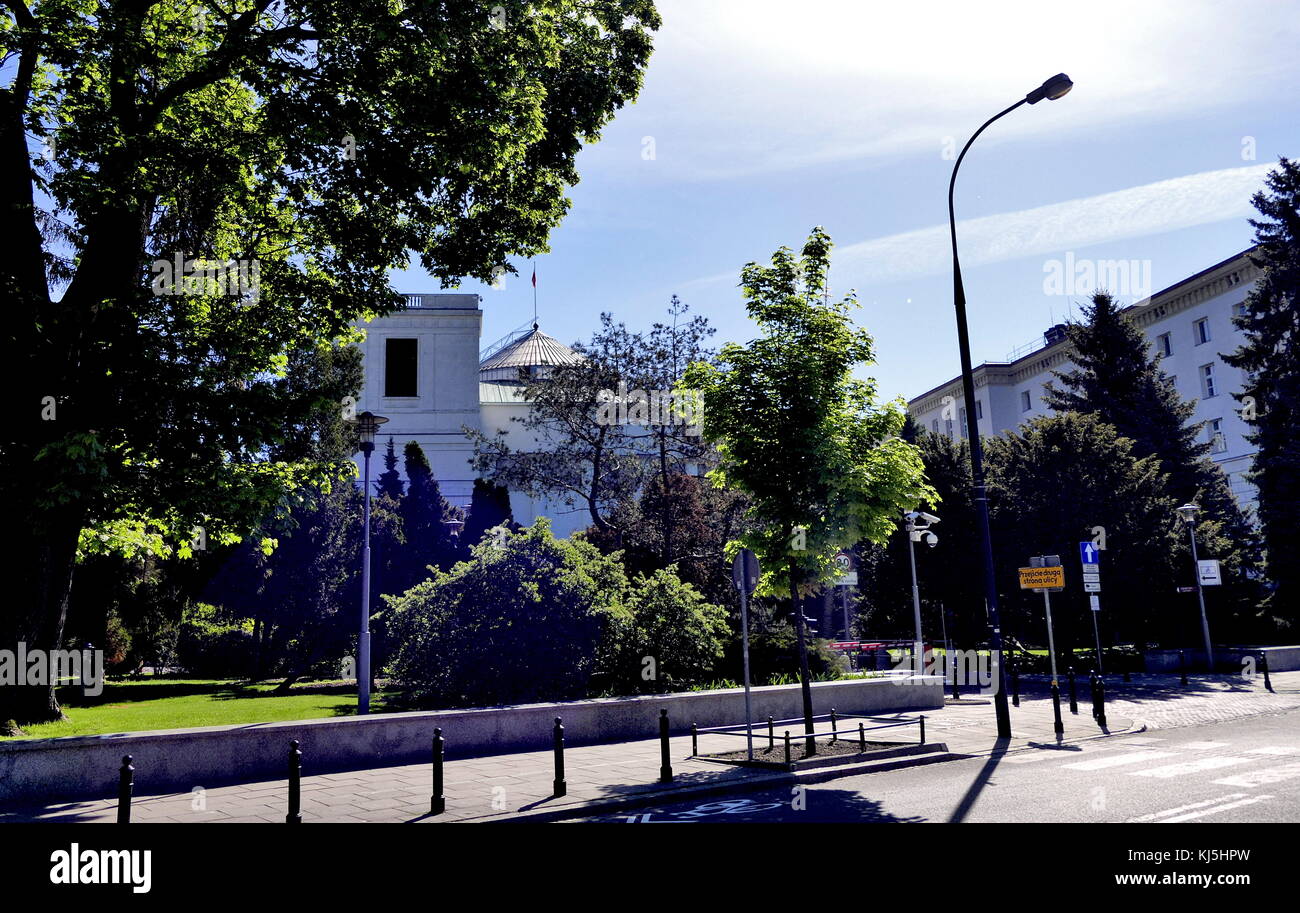 Il parlamento della Polonia ha una casa superiore, il Senato e la camera bassa, Sejm. Entrambe le case sono alloggiati dal Sejm complesso in Varsavia. Foto Stock