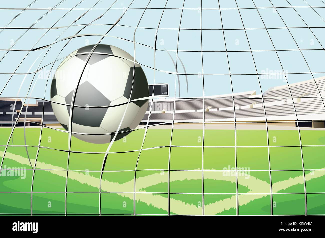 Illustrazione di una sfera di colpire l'obiettivo di calcio Illustrazione Vettoriale