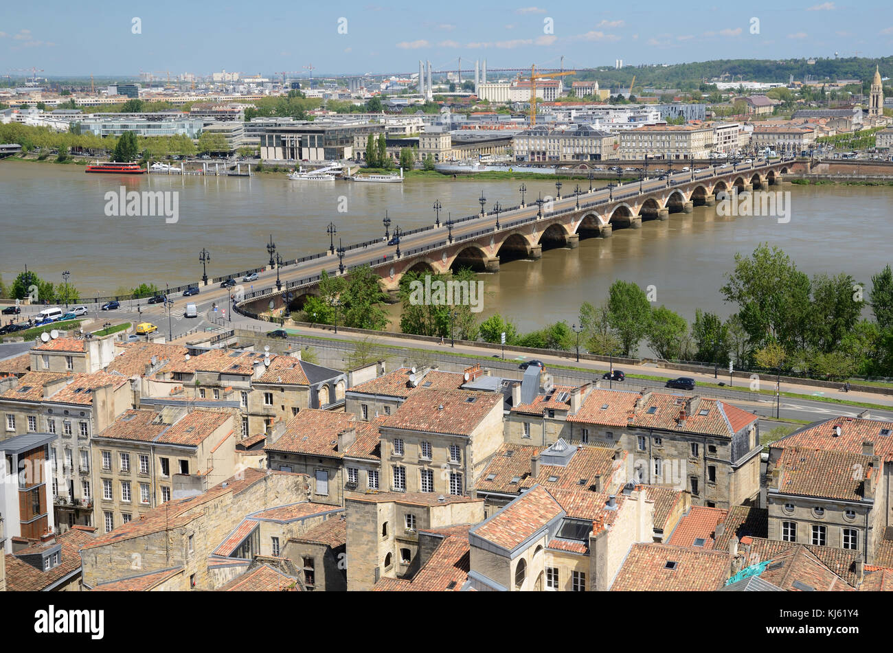 Città francese Bordeaux da sopra Foto Stock