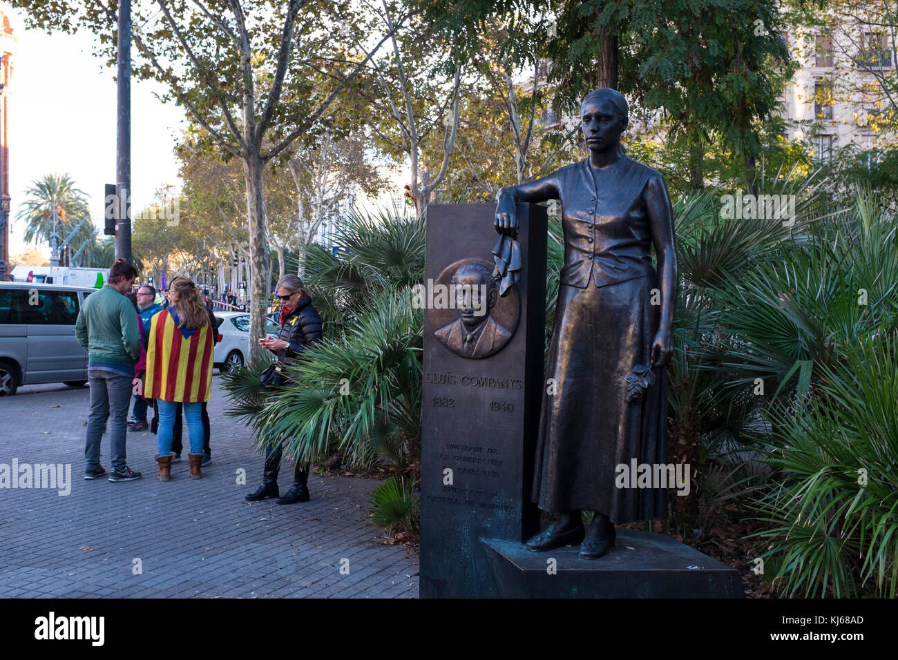 Statua di Lluis Companys, vicino al Arc de Triomf, Barcellona. Companys era il Presidente della Catalogna (Spagna), dal 1934 e durante la Guerra Civile Spagnola. Foto Stock