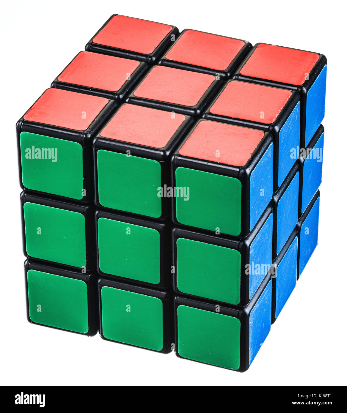 Cubo di Rubik su uno sfondo bianco. ucraina - 2016.02.14. Foto Stock