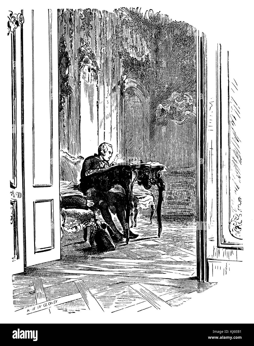 Federico il Grande nel suo ufficio (Friedrich der Große in seinem Arbeitszimmer) Foto Stock
