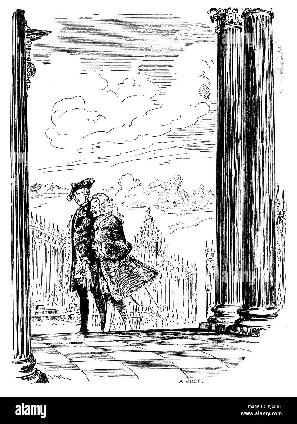 Federico il Grande e Voltaire a Sanssouci (Friedrich der Große und Voltaire a Sanssouci) Foto Stock