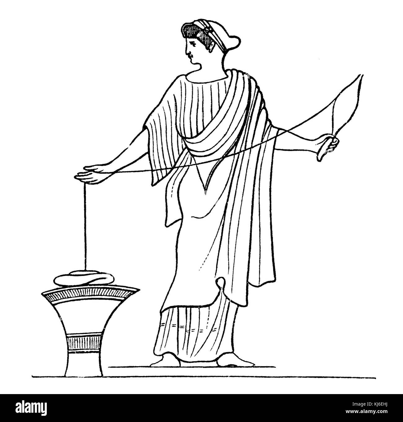 Il greco spinner (vasi immagine) (griechische spinnerin (vasenbild)) Foto Stock