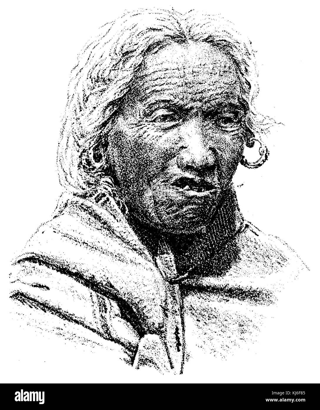 Donna anziana di Ladakh (Ältere Frau aus Ladakh) Foto Stock