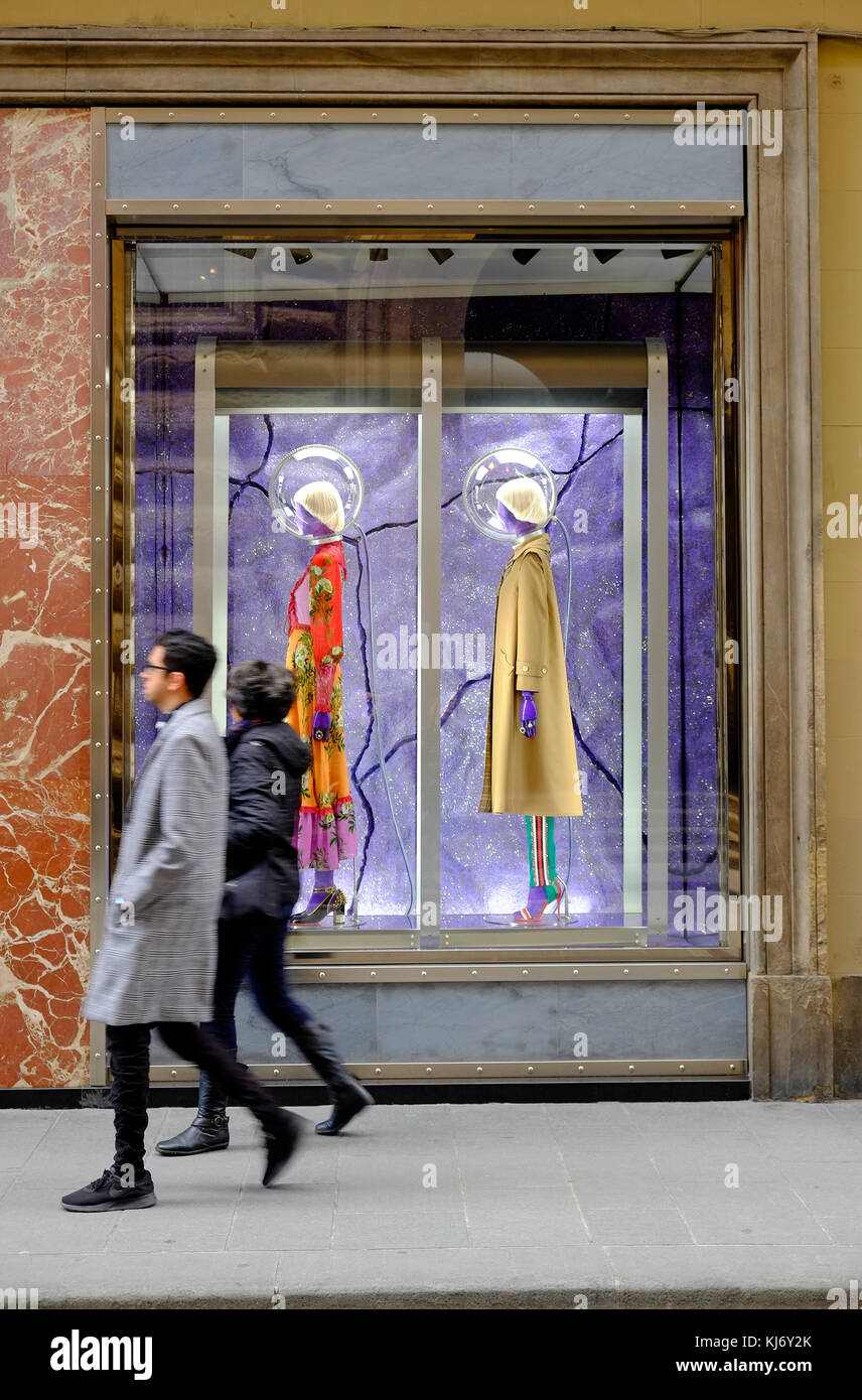 Gucci negozio di moda, Firenze, Italia Foto Stock
