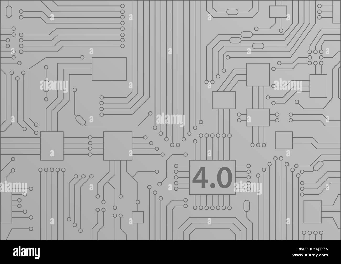 L'industria 4.0 concetto come sfondo vettoriale con scheda di circuito / illustrazione della cpu Illustrazione Vettoriale