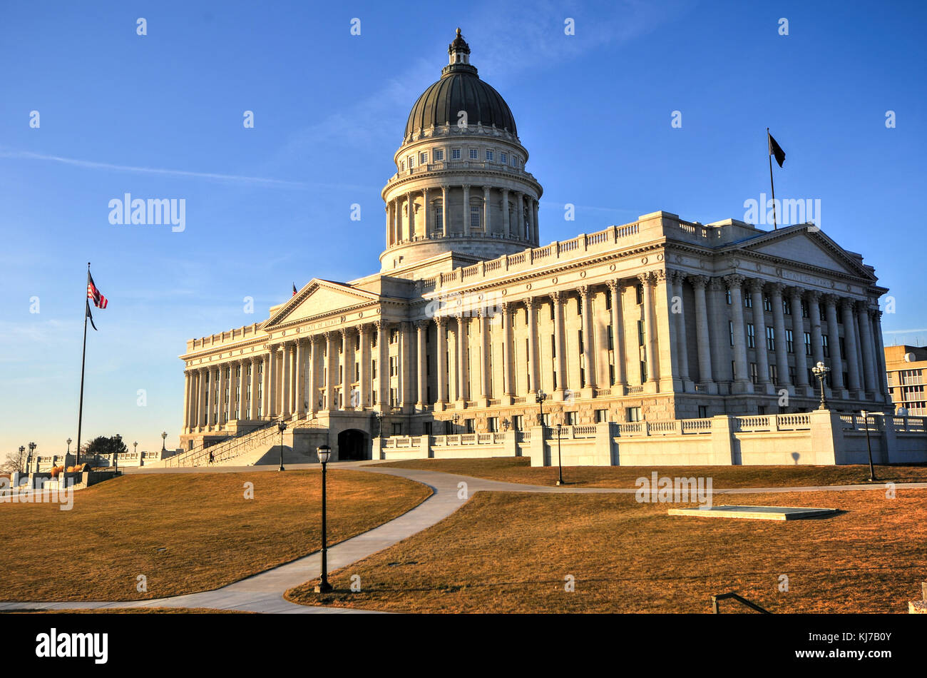 State Capitol Building a Salt Lake City, Utah. L'edificio ospita le camere dell'Utah State Legislature, gli uffici del governatore e lieute Foto Stock