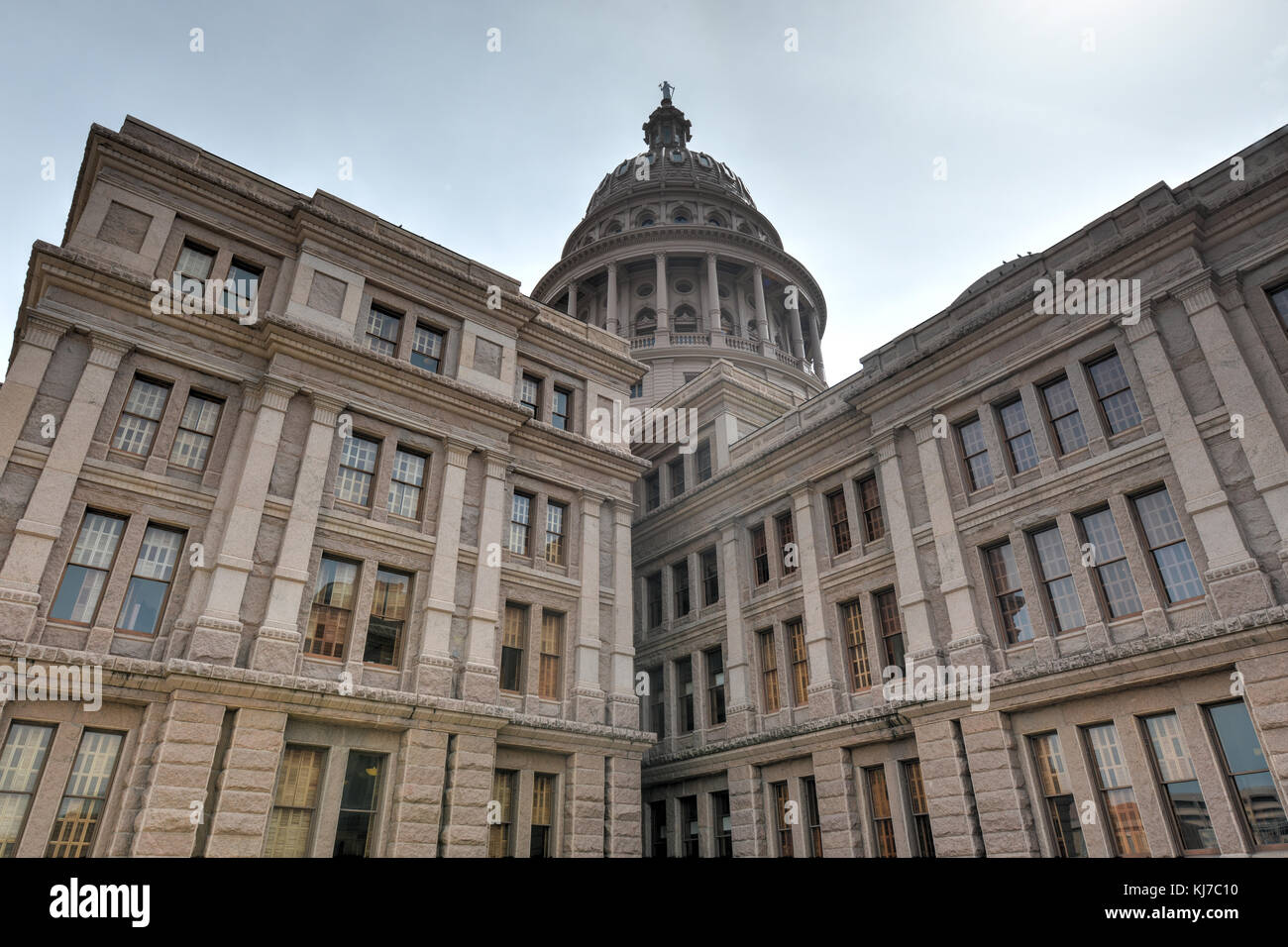 Il Texas State Capitol Building nel centro di Austin. L' edificio fu costruito nel 1882-1888 del tramonto distintivo di granito rosso. Foto Stock