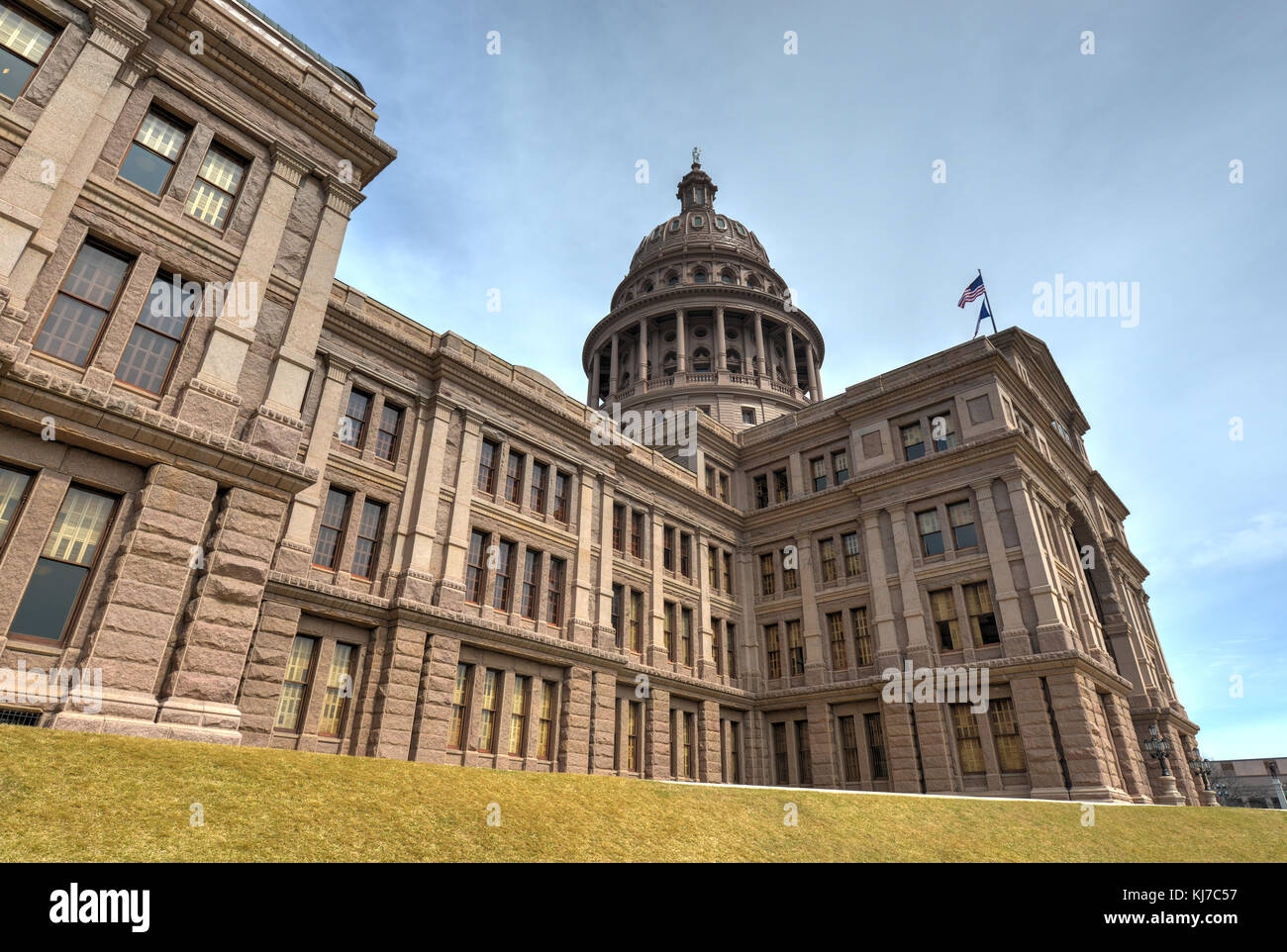 Il Texas State Capitol Building nel centro di Austin. L' edificio fu costruito nel 1882-1888 del tramonto distintivo di granito rosso. Foto Stock