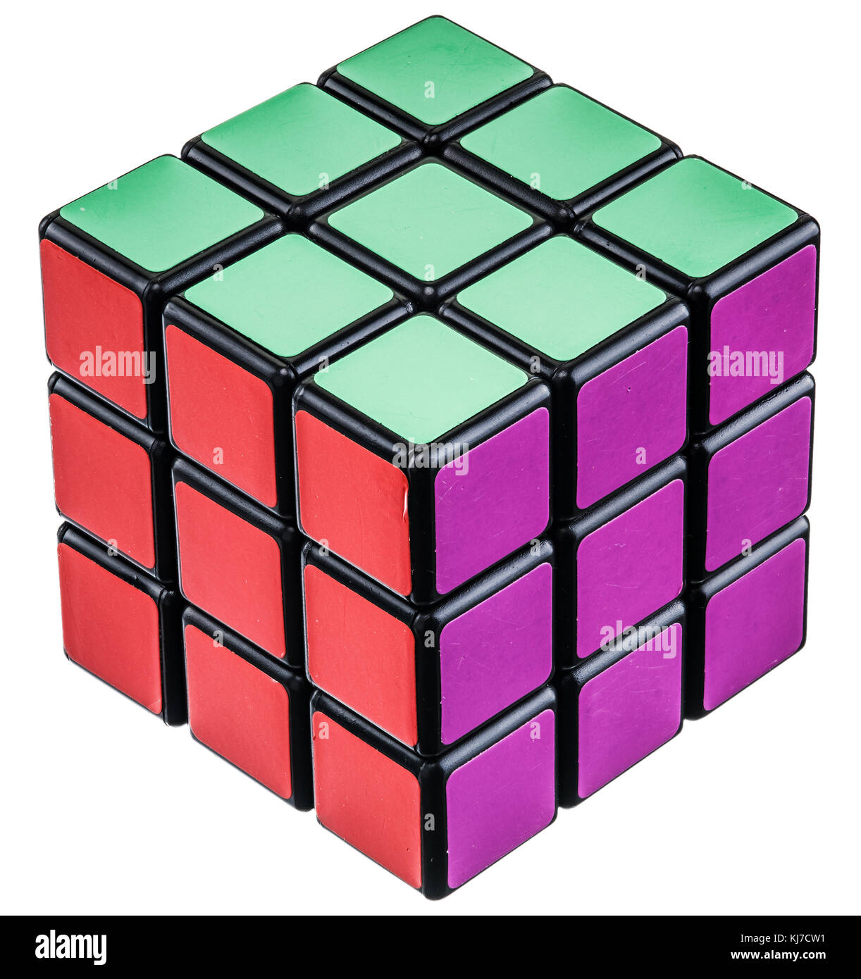 Cubo di Rubik su uno sfondo bianco. ucraina - 2016.02.14. Foto Stock