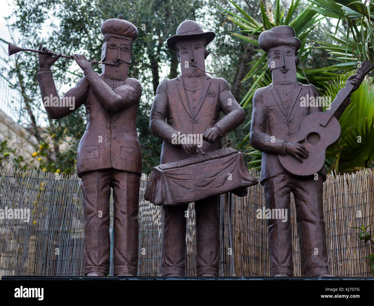 Sculture di metallo di musicisti, ein hod villaggio degli artisti, Ein Hod, distretto di Haifa, Israele Foto Stock