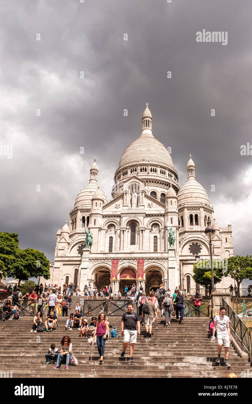 Sacré-Cœur,Montmartre Parigi,Francia-popolare destinazione turistica Foto Stock