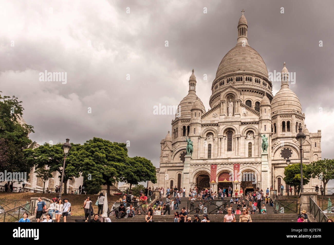Sacré-Cœur,Montmartre Parigi,Francia-popolare destinazione turistica Foto Stock