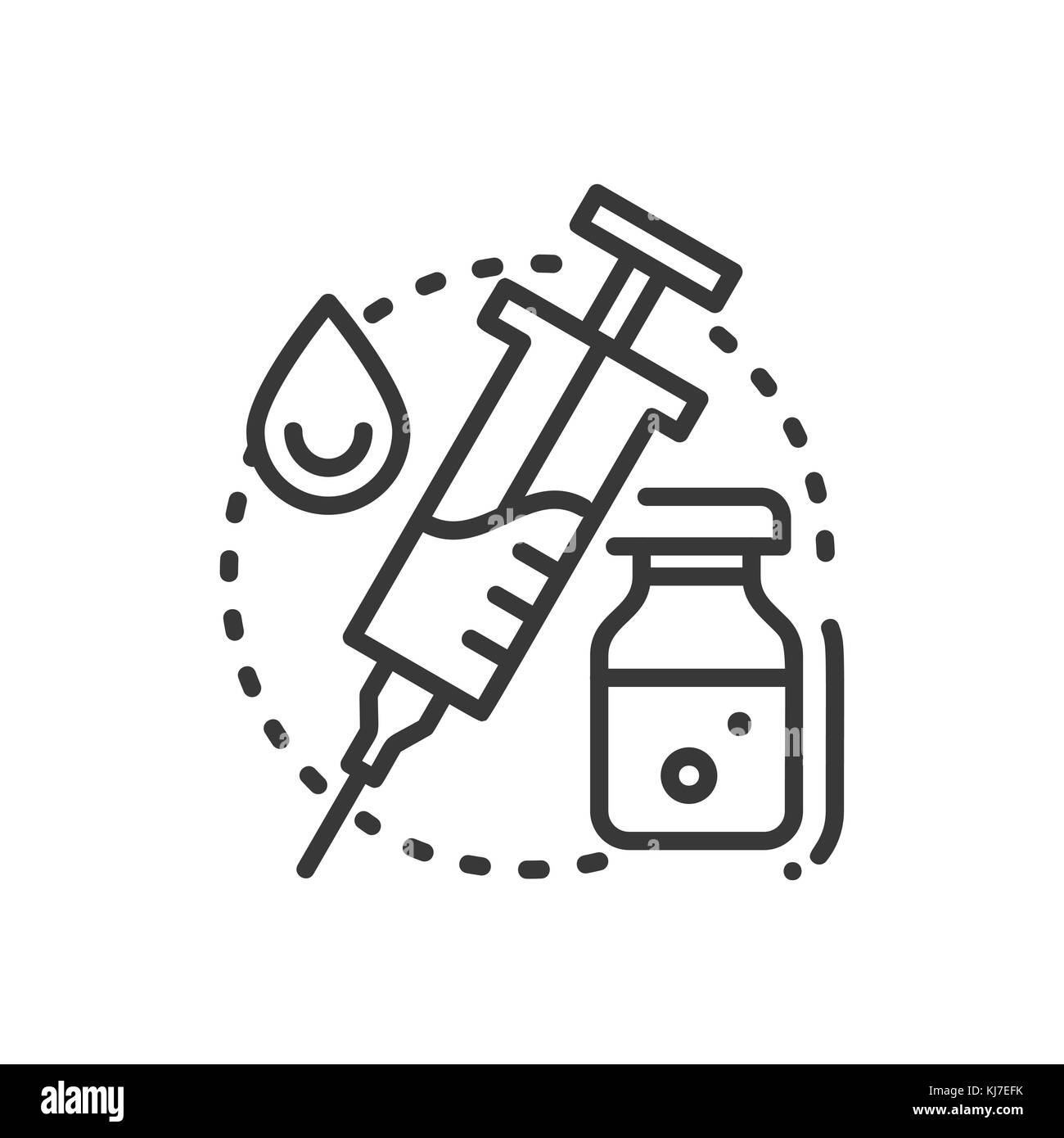La vaccinazione - design di linea singola icona isolato Illustrazione Vettoriale
