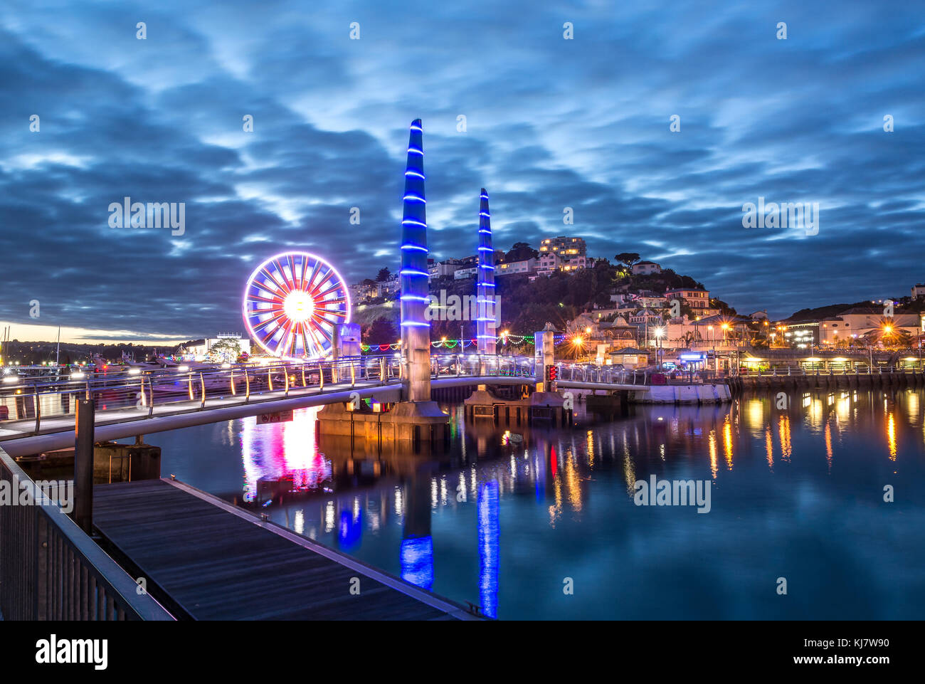 Torquay porto al crepuscolo Foto Stock