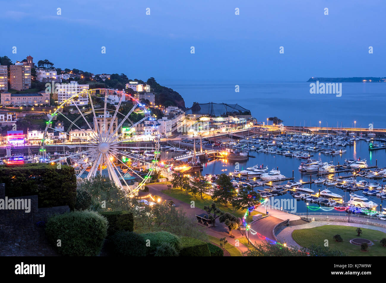 Torquay Harbour di notte Foto Stock