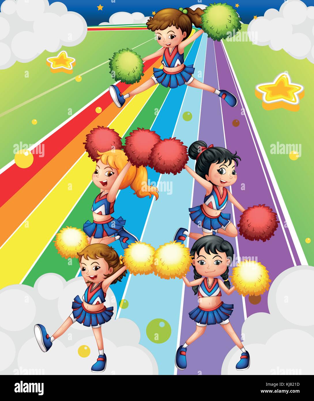 Illustrazione di un tifo squad presso il colorato street Illustrazione Vettoriale