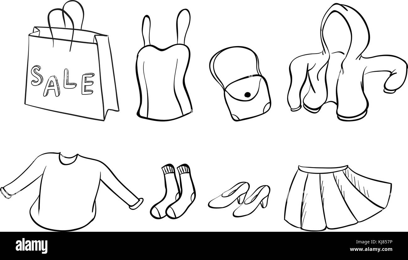 Illustrazione di una vendita presso il department store su sfondo bianco Illustrazione Vettoriale