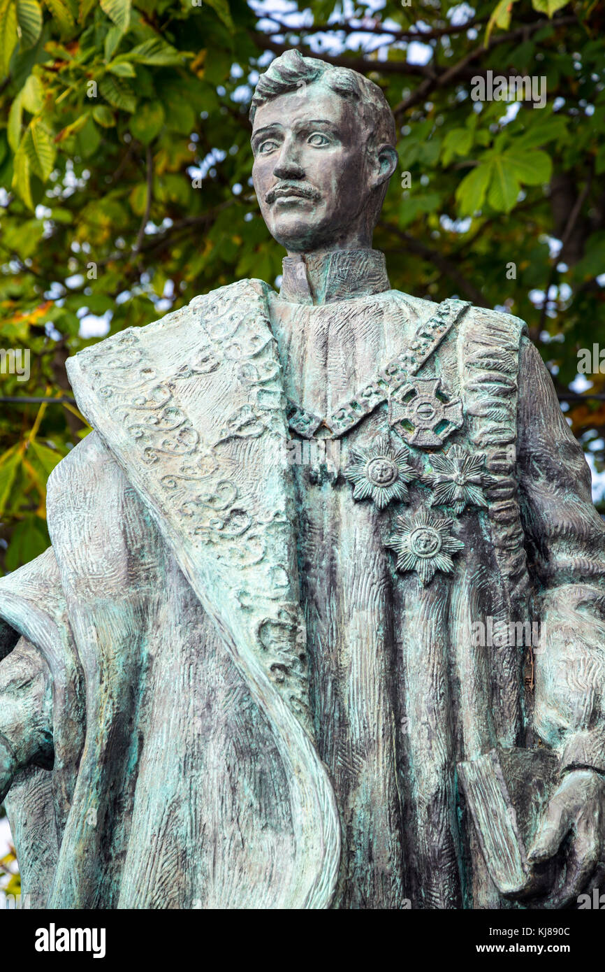 Statua di Carlo I d'Austria (Beato Carlos de Habsburg) da Augusto Cid, Monte, Madeira, Portogallo Foto Stock