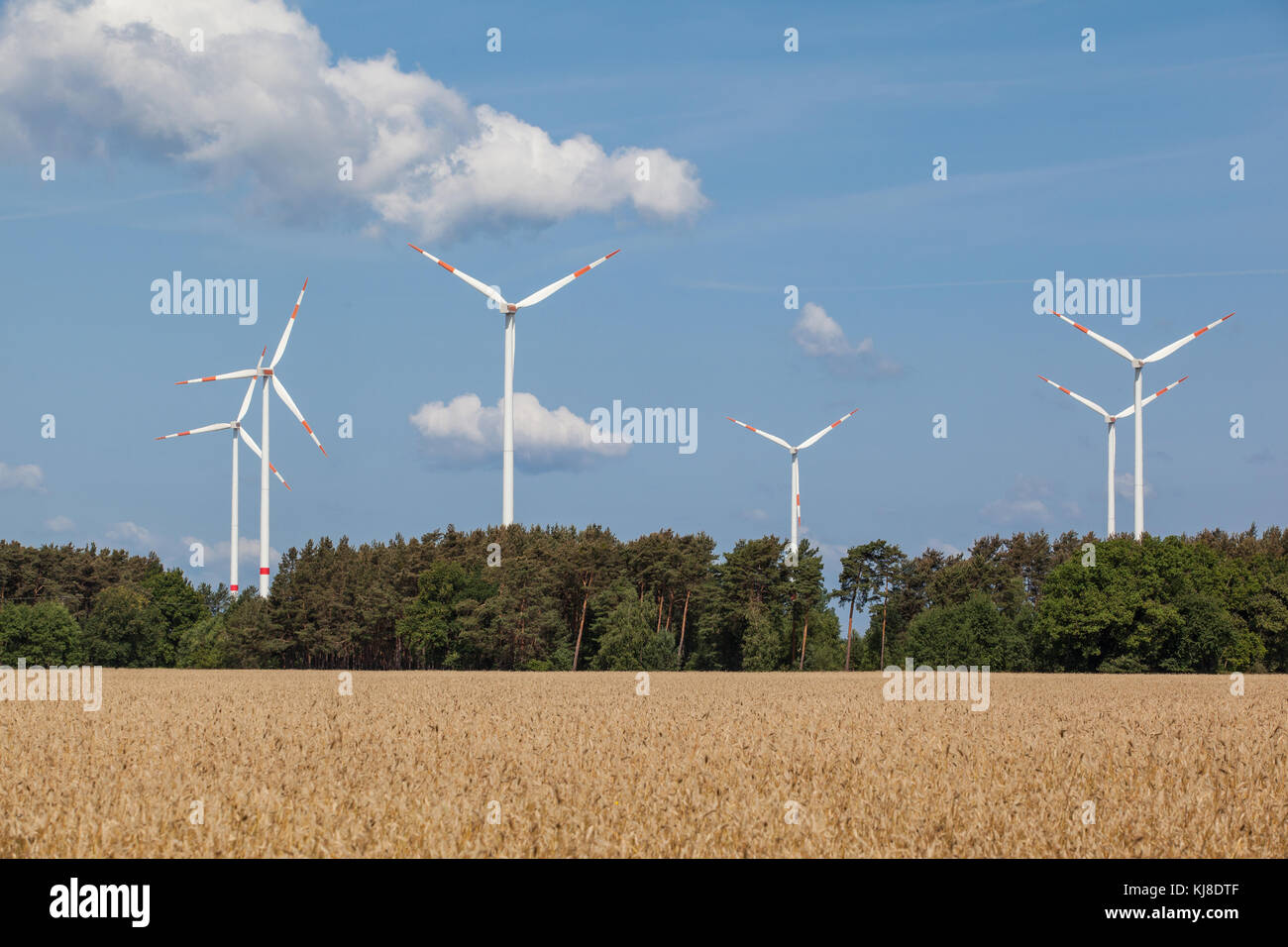 ökologische Energiegewinnung durch Windräder Foto Stock