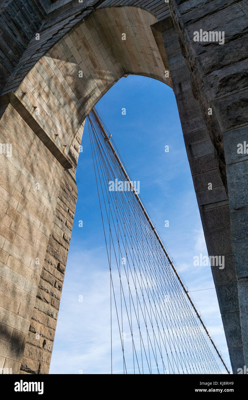 Una torre del ponte di Brooklyn Bridge Foto Stock