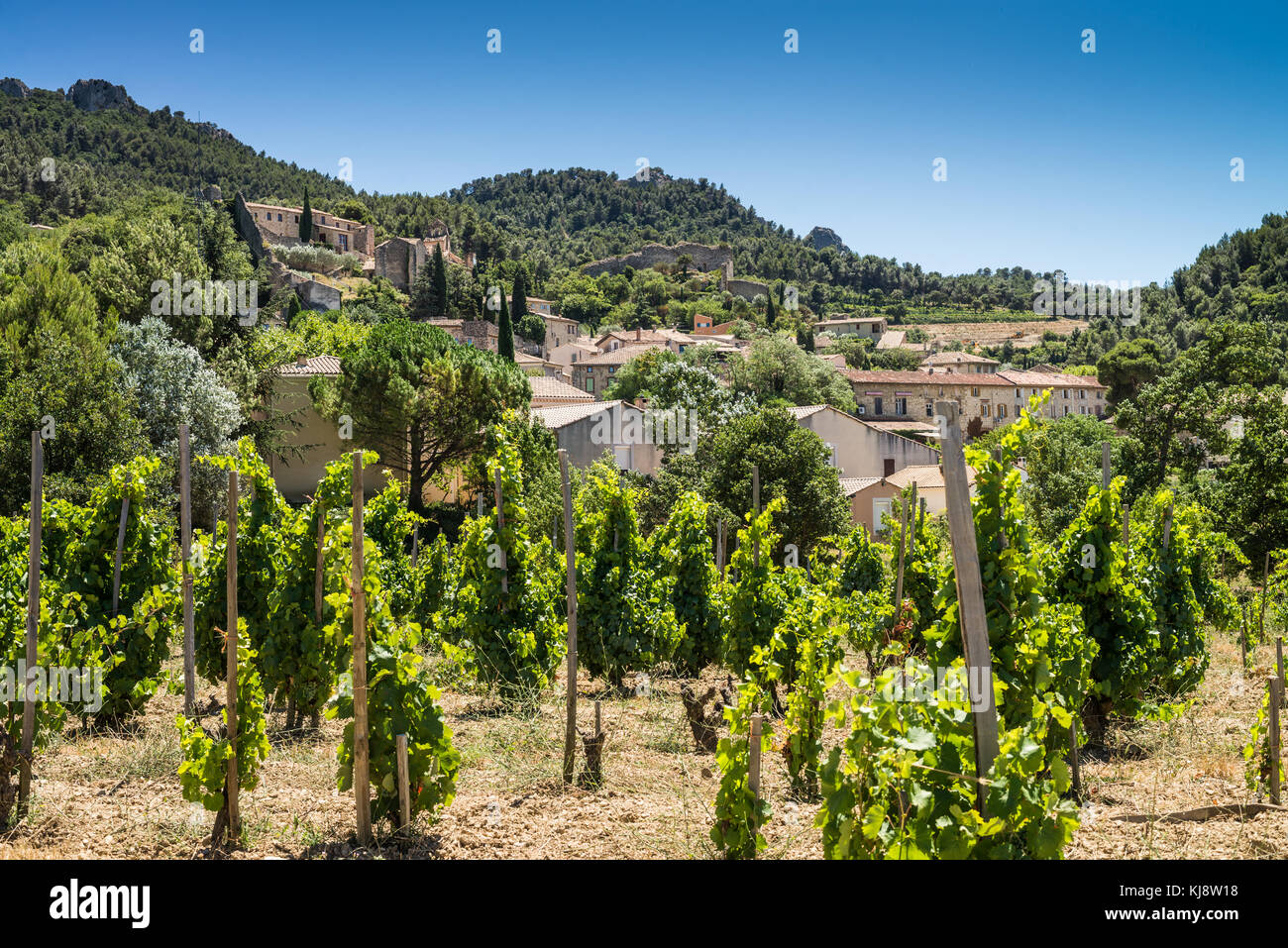 Villaggio storico di Gigondas, Cotes du Rhone, Provenza, Francia Foto Stock