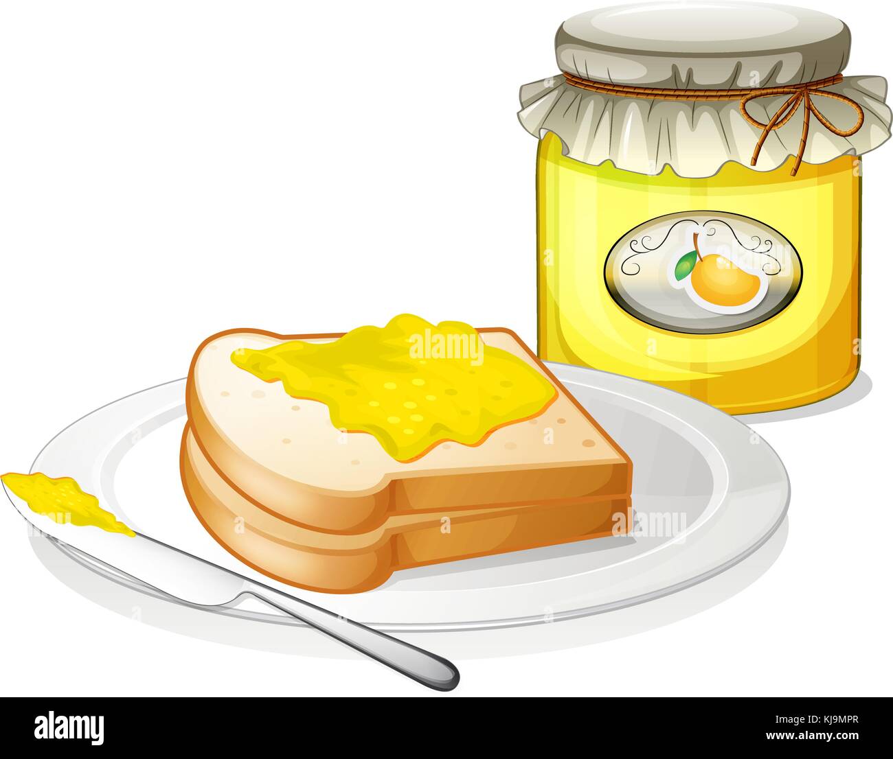 Illustrazione di un sandwich con un inceppamento di mango su sfondo bianco Illustrazione Vettoriale