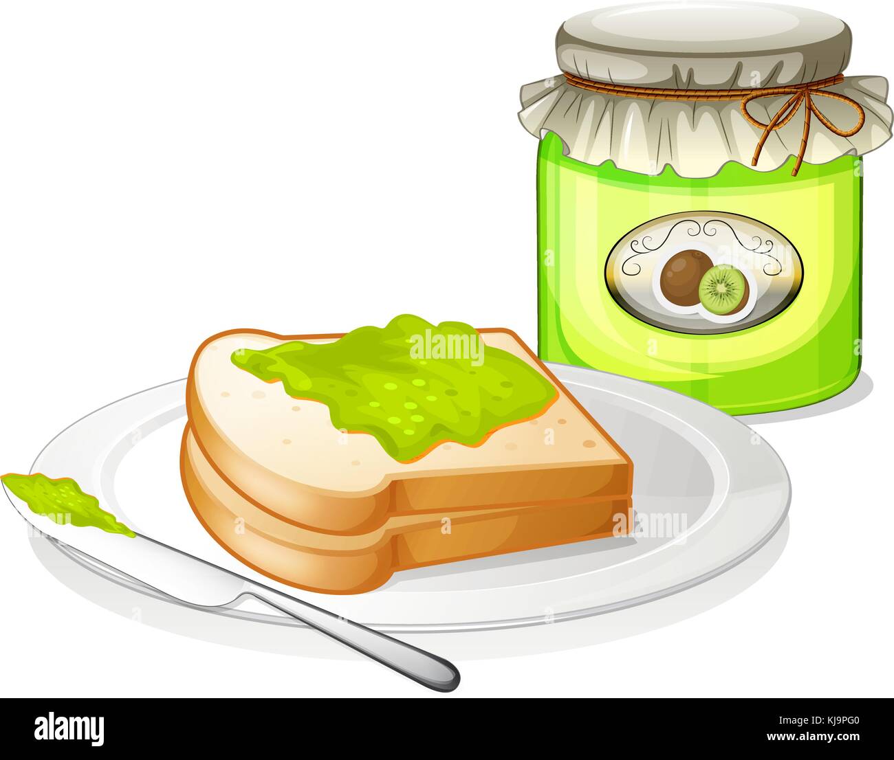 Illustrazione di un sandwich con un inceppamento su sfondo bianco Illustrazione Vettoriale