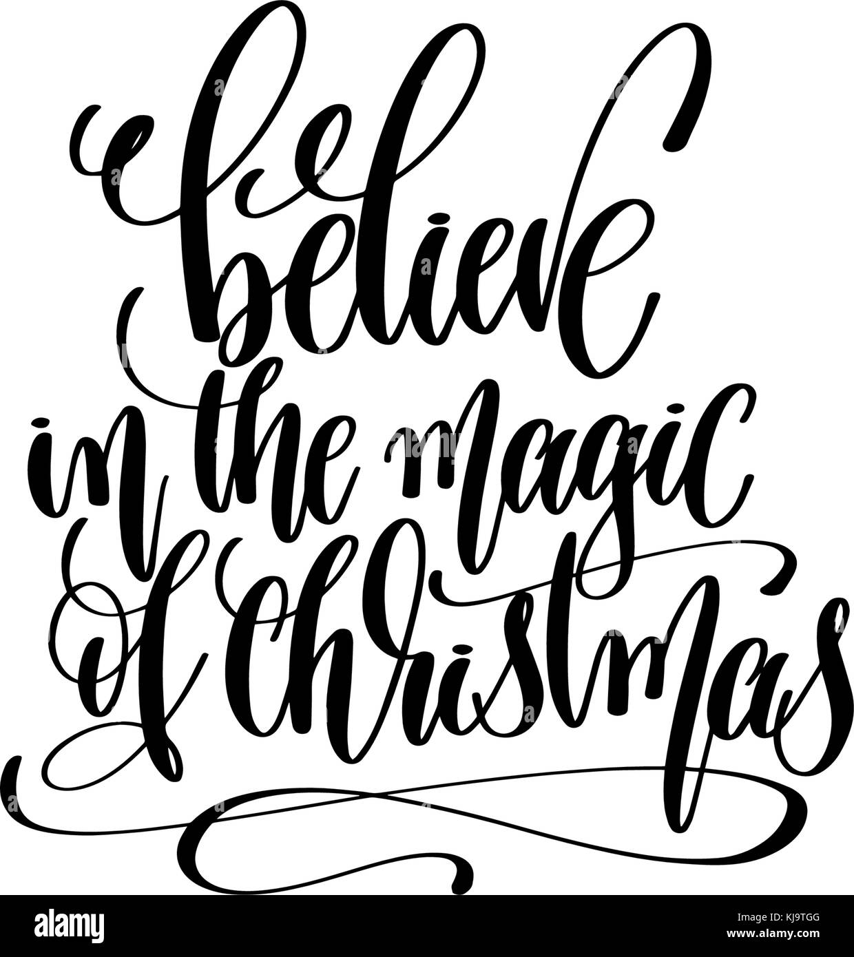 Credo nella magia del Natale - scritte a mano iscrizione p Illustrazione Vettoriale