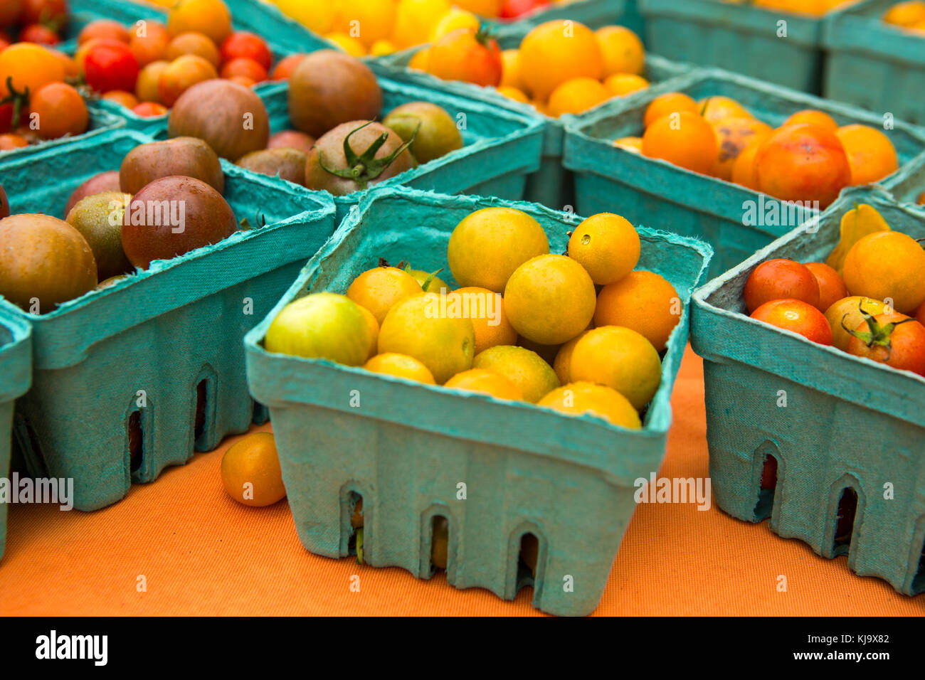 Pomodori organico da un mercato locale Foto Stock