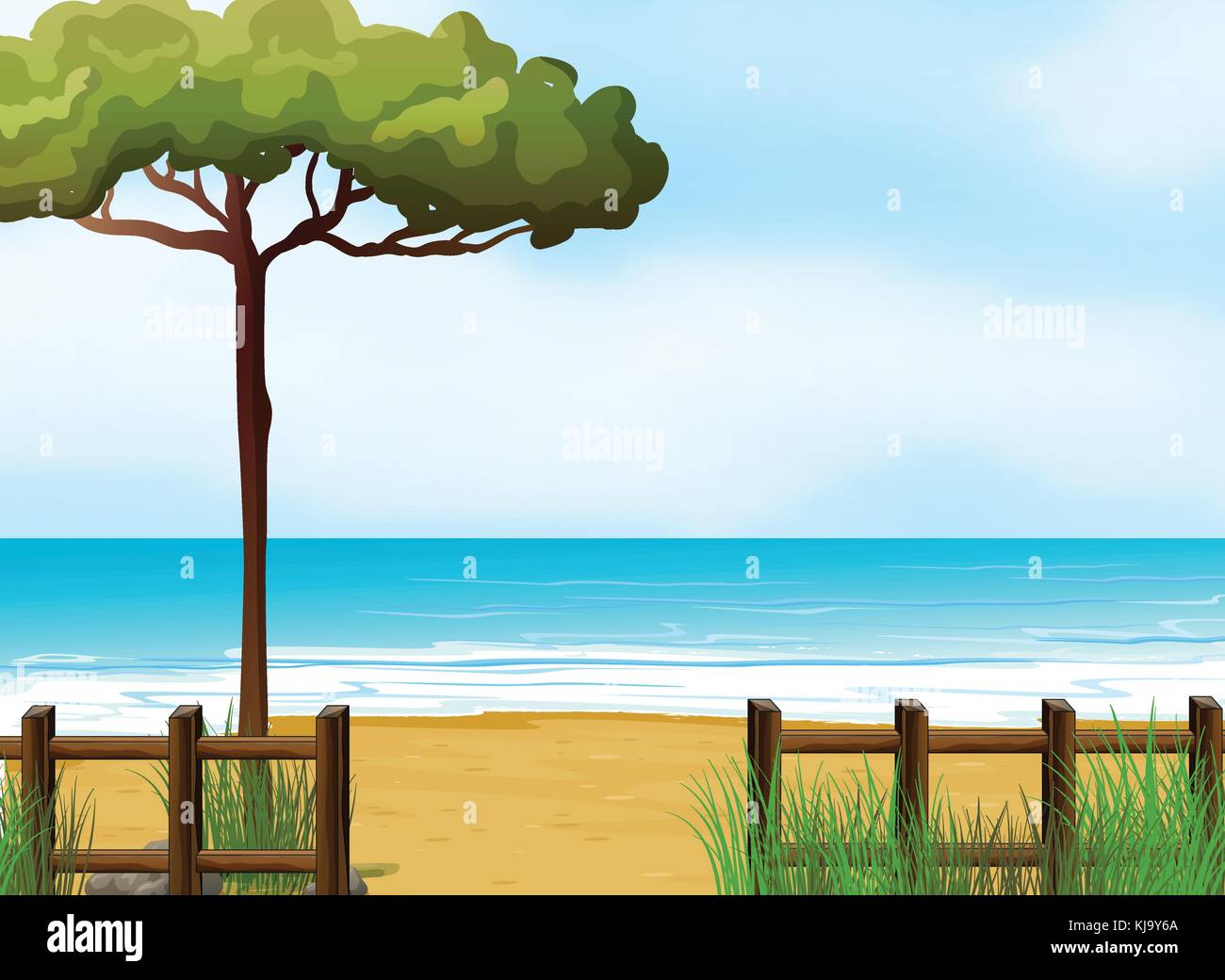 Illustrazione di una spiaggia tranquilla Illustrazione Vettoriale