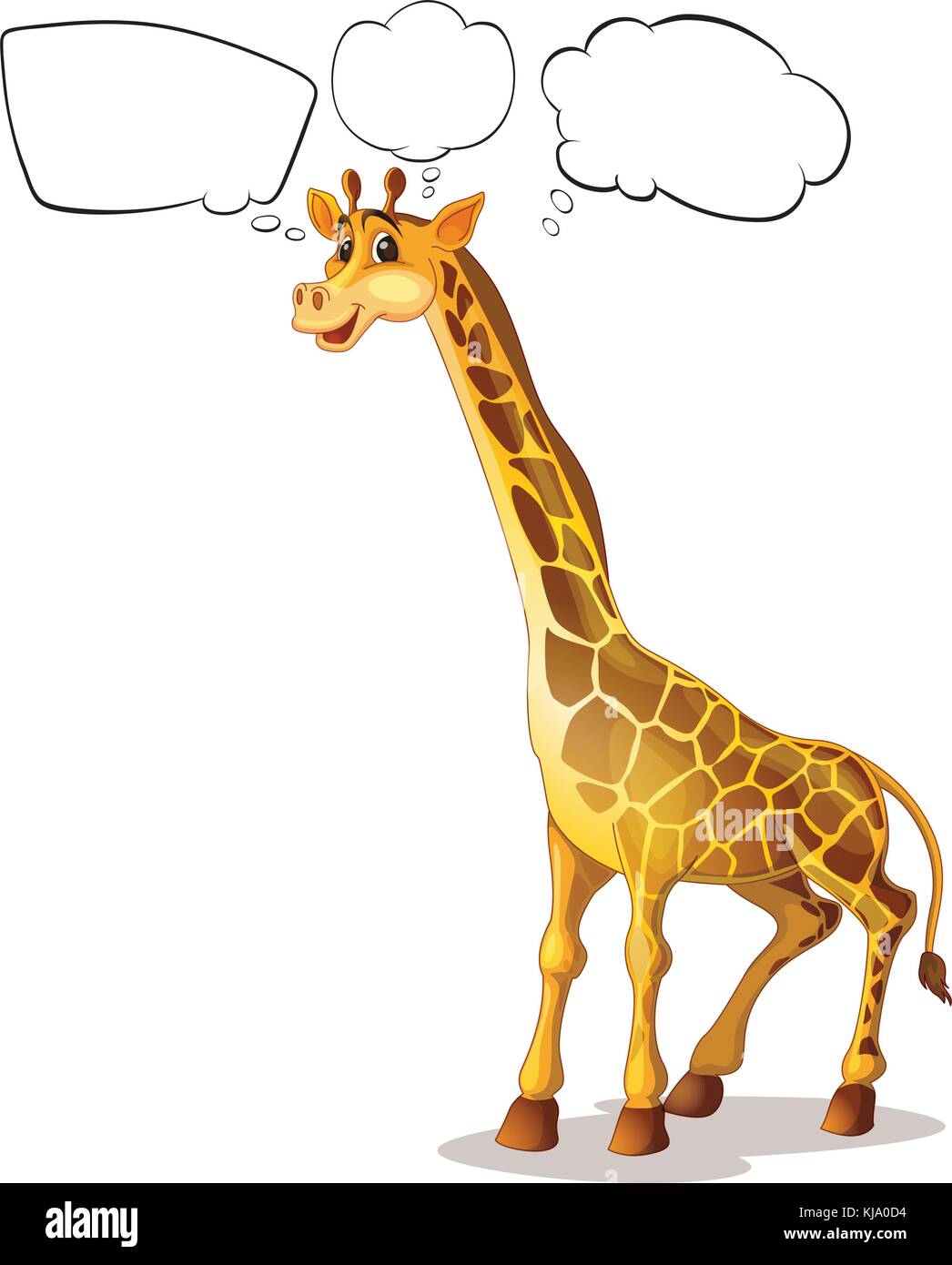 Illustrazione di una giraffa con didascalie vuota su sfondo bianco Illustrazione Vettoriale