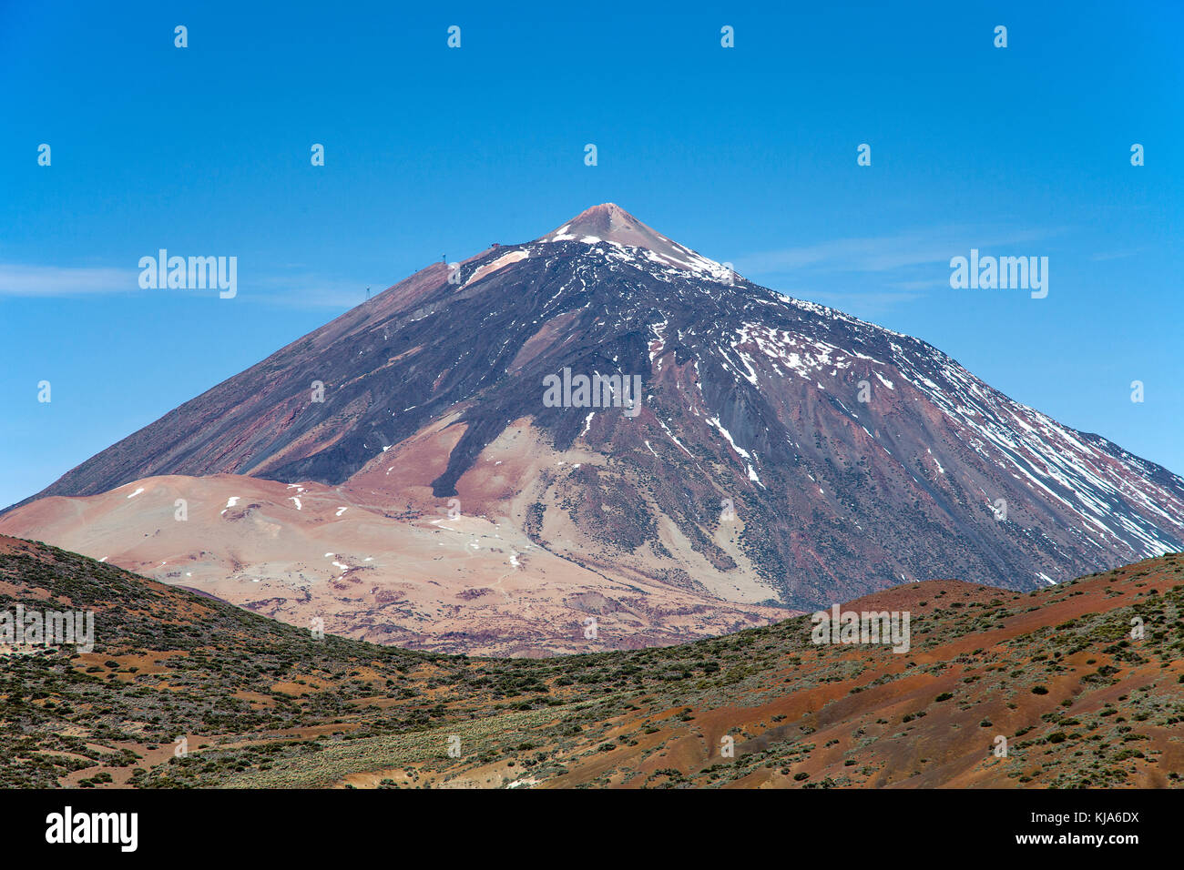 Pico del Teide, 3718 metri, la montagna più alta della Spagna del territorio e del patrimonio mondiale Unesco, isola di Tenerife, Isole canarie, Spagna Foto Stock