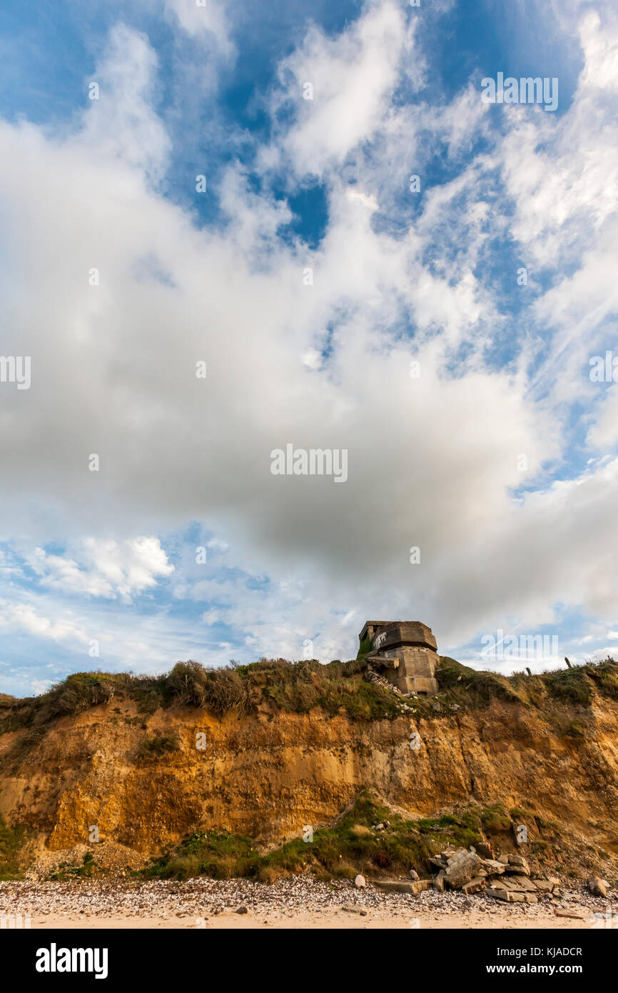 Una volta nelle notizie per la migrazione, Sangatte, Pais de Calais, Francia è una tranquilla francese città costiere con archeologia bellica e buon sport acquatici spiagge. Foto Stock